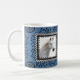 Taza enmarcada azul del caballo