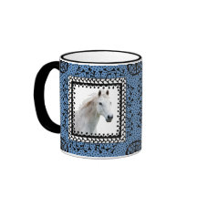 Taza enmarcada azul del caballo