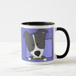 Taza enmarcada del border collie del dibujo
