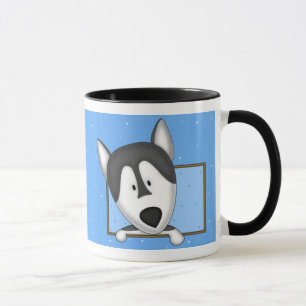 Taza enmarcada del Malamute de Alaska del dibujo