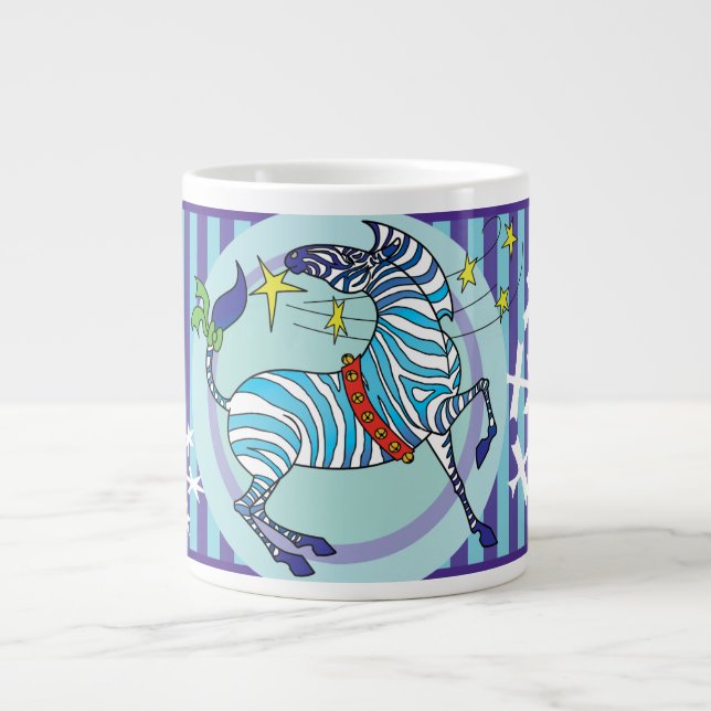 Taza enorme azul de 2018 del día de fiesta navidad (Frente)