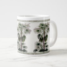 Taza enorme botánica china de las palmas de fan