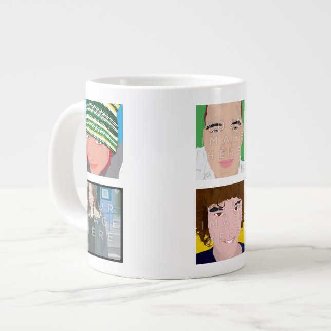 Taza enorme de encargo personalizada 6-Photo de (Izquierda)