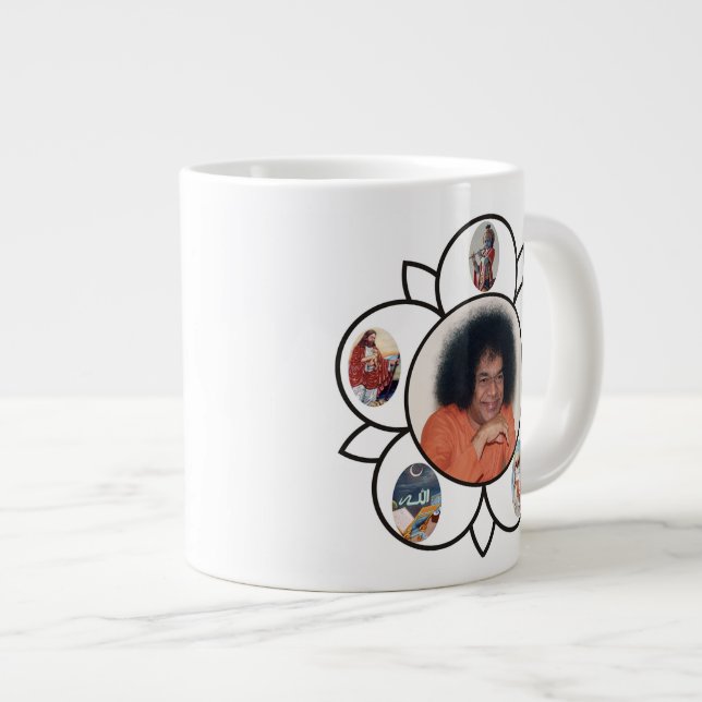 Taza enorme de Sathya Sai Baba con el símbolo de (Derecha)