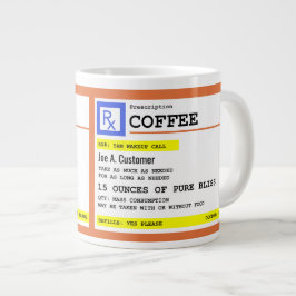 Taza enorme del café de la prescripción con nombre