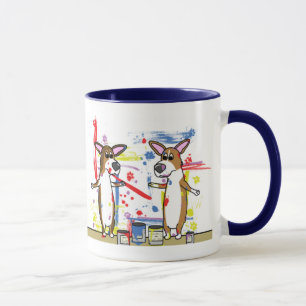 Taza enorme del Corgi del lío de la pintura