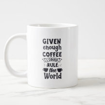 Taza enorme del tamaño con "regla el mundo "