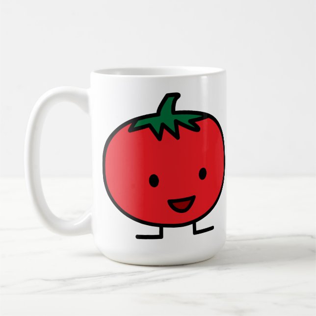Taza enorme feliz del tomate (Izquierda)