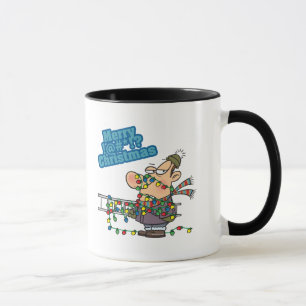 Taza enredado en luces alegre personalizado de navidade