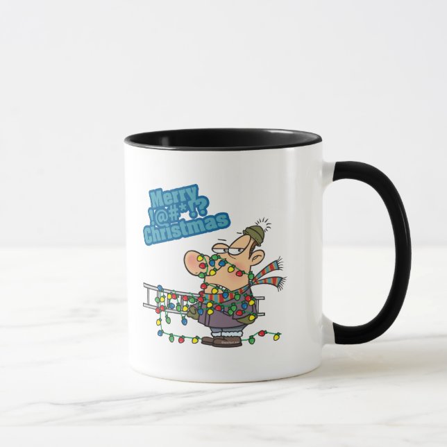 Taza enredado en luces alegre personalizado de navidade (Derecha)