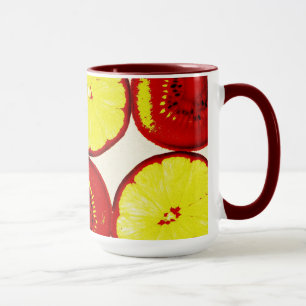 taza enrrollada del arte pop del kiwi y de la cal