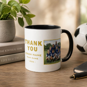 Taza Entrenador de Fútbol Foto de Agradecimiento al Equ