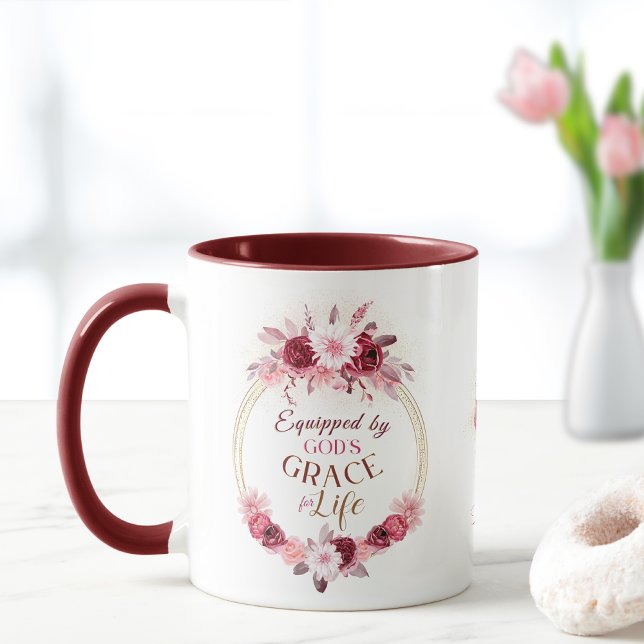 Taza Equipado por el floral de oro rosado Grace Monogra (Subido por el creador)