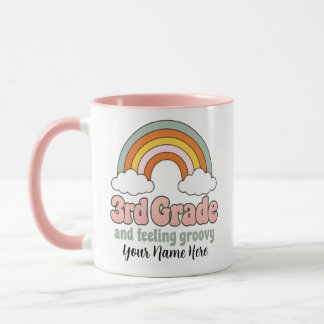 Taza Equipo de 3er Grado Boho Arcoíris Groovy Retro
