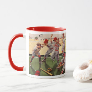 Taza Equipo de béisbol deportivo vintage, niños jugando
