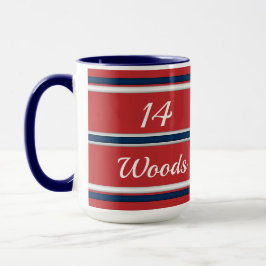 Taza Equipo Espíritu Rojo y Azul Bandas Deportivas Bote