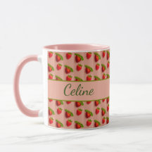 Erdbeeren auf einem rosa Hintergrund in Stoffoptik