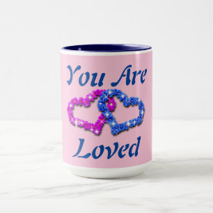 Taza Eres Amado Coffee Mug De Corazón Azul Rosa