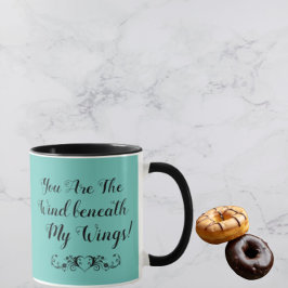 Taza 'Eres el viento bajo mis alas' azul turquesa 