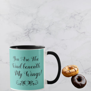 Taza 'Eres el viento bajo mis alas' azul turquesa 