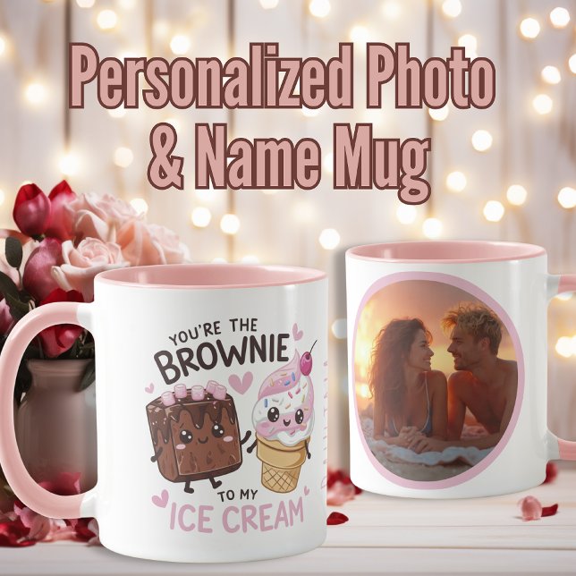 Taza "Eres la Brownie de mi helado" personalizado (“You Are the Brownie of My Ice Cream” Personalized Mug)