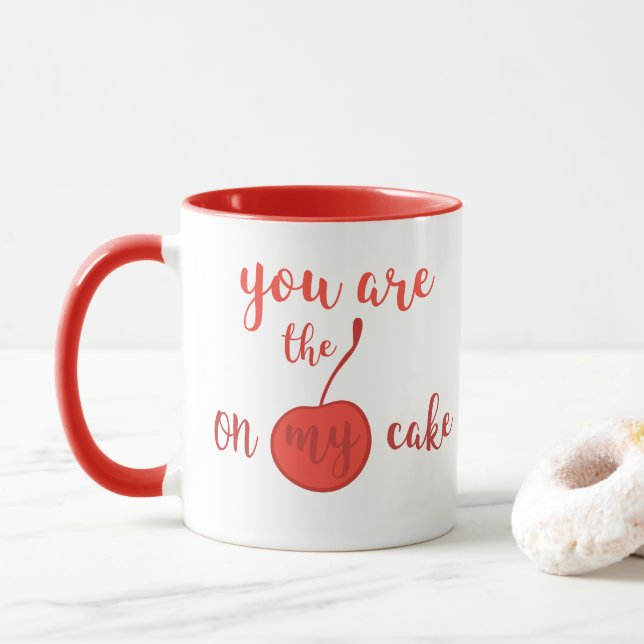 Taza Eres la cereza de mi pastel | Cita romántica (Con donut)