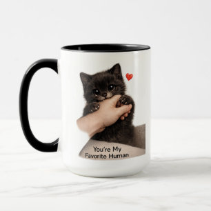 Taza "Eres Mi Humano Favorito" con Gatito Negro Ad