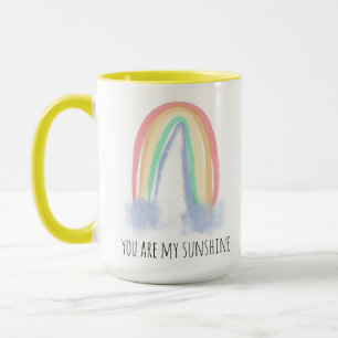 Taza Eres mi sol acuarela pintada arcoíris