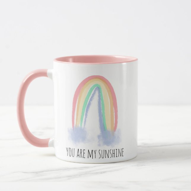 Taza Eres mi sol acuarela pintada arcoíris   (Izquierda)