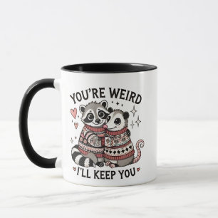 Taza Eres raro y te guardaré Raccoon de San Valentín