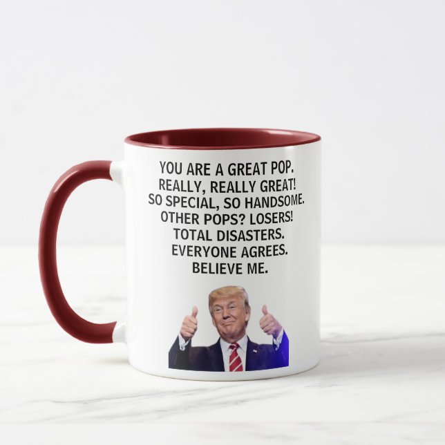 Taza Eres un gran pop, de verdad, Trump Mu (Izquierda)