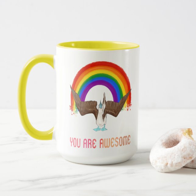 Taza Eres un pájaro arcoíris increíble (Con donut)