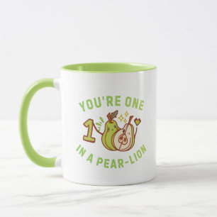 Taza Eres uno en una pera-león Pera juego de palabras c