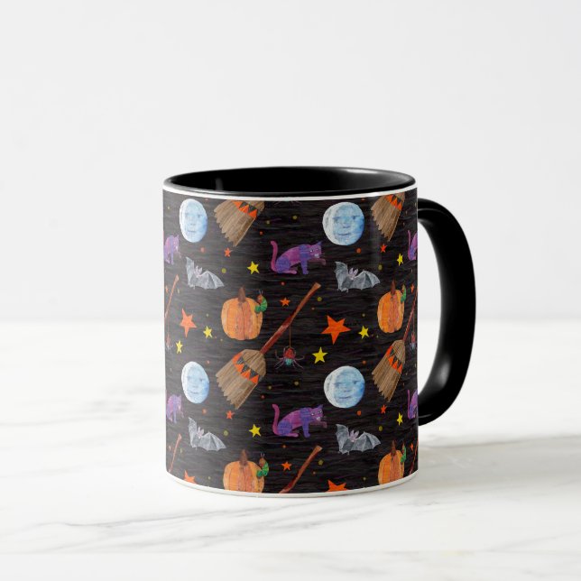 Taza Eric Carle | Patrón de Halloween negro de oruga (Anverso derecho)