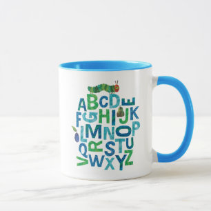 Taza Eric Carle   Patrón de letras de oruga de los alfa