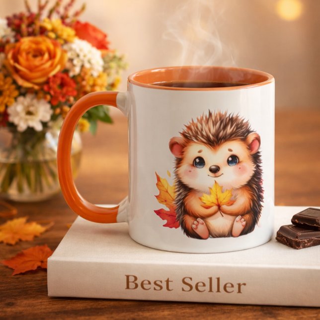 Taza Erizo lindo Hojas de otoño (Subido por el creador)