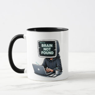 Taza Error 404 Cerebro No Encontrado Diseño Divertido –