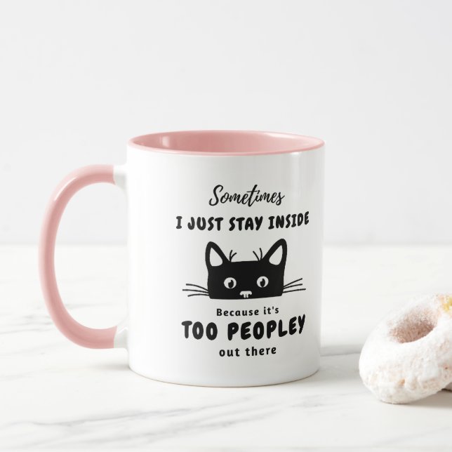 Taza Es demasiado peopley Cat Mug (Con donut)