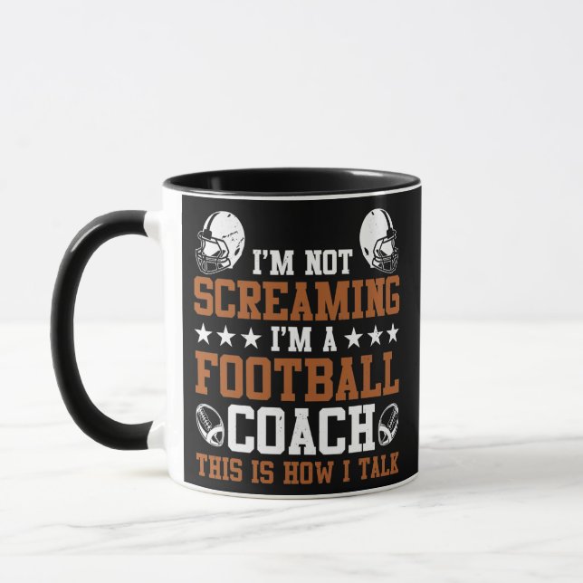 Taza Es gracioso que sea entrenador de fútbol americano (Izquierda)