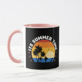 Taza Es Hora de Verano Diseño de Puesta de Sol Tropical