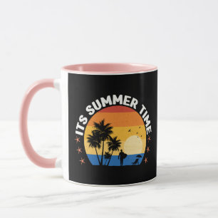 Taza Es Hora de Verano Diseño de Puesta de Sol Tropical