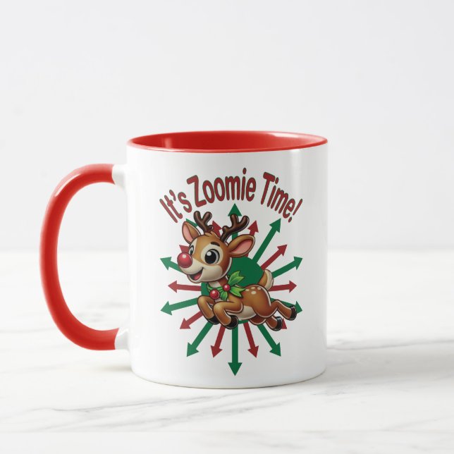 Taza ¡Es hora de Zoomie! Navidades renos (Izquierda)