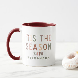 Taza Es la Temporada Boho Navidad Nombre Personalizado