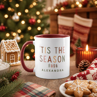 Taza Es la Temporada Boho Navidad Nombre Personalizado