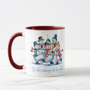 Taza Es la temporada para estar alegre bailando muñecos
