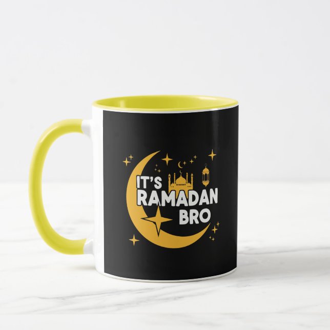 Taza Es Ramadán Hermano Feliz Ayuno Creciente Islámico (Izquierda)