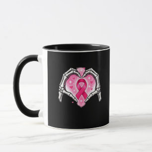 Taza Esbozo de cáncer de mama Mano Rótulo de corazón Ci