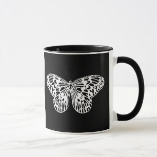 Taza Esbozo de mariposa, blanco y negro