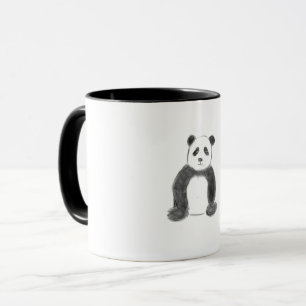 Taza Esbozo de panda blanco y negro
