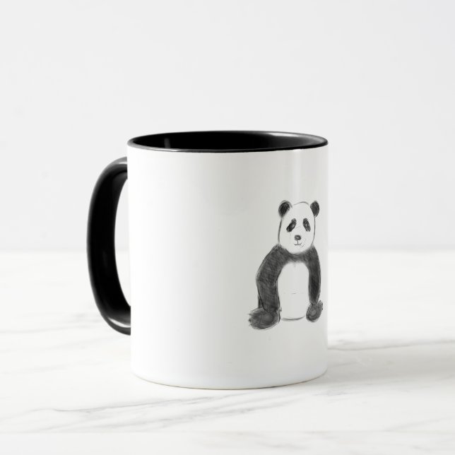 Taza Esbozo de panda blanco y negro (Anverso izquierdo)